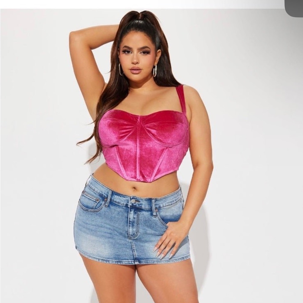 Fashion Nova Lolita Velvet Corset Top - Fuchsia